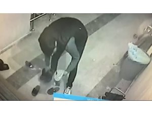 Ağrı’da ayakkabı hırsızı güvenlik kamerasına yakalandı