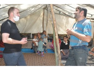 Başkan Aydoğdu’dan çadırda yaşayan aileye ziyaret