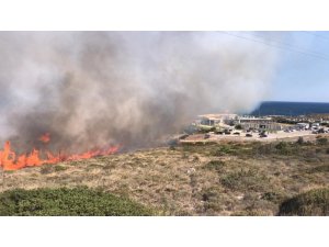 Ünlü tatil merkezi Alaçatı’da korkutan yangın