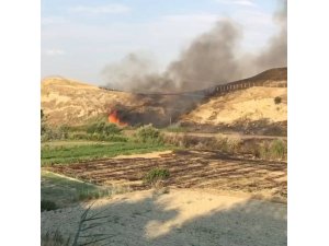 Laodikya’ya sıçrayan anız yangınında 40 dekar alan zarar gördü