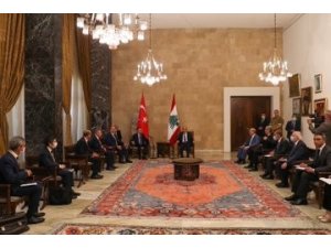 Cumhurbaşkanı Yardımcısı Oktay ve Bakan Çavuşoğlu, Lübnan Devlet Başkanı tarafından kabul edildi
