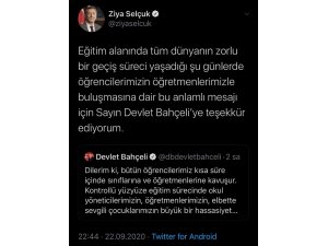 Milli Eğitim Bakanı Selçuk’dan MHP lideri Bahçeli’ye teşekkür mesajı