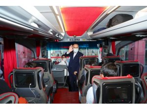 Mardin şehirlerarası otobüs terminalinde korona virüs denetimi