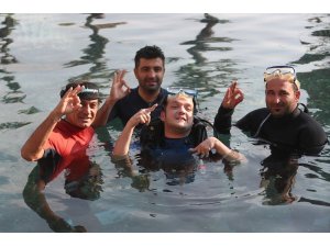 Engelli Barış, dalış hayalini 2300 yıllık Kleopatra Havuzunda gerçekleştirdi
