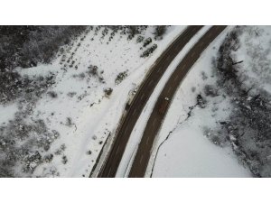 Bartın’da eşsiz kar manzarası drone ile havadan görüntülendi
