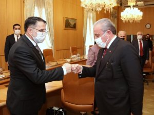 TBMM Başkanı Mustafa Şentop, Anayasa Mahkemesi Başkanı Salih Murat ve beraberindeki heyeti kabul etti