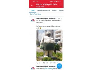 Mersin’deki şişman boksör heykeli espri konusu oldu