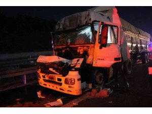 TEM Otoyolu’nda kamyona çarpan tırın sürücüsü yaralandı