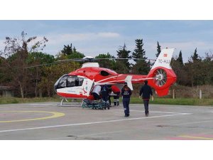 Kalp krizi geçiren hastanın yardımına ambulans helikopter yetişti