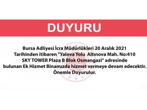 Bursa İcra Müdürlükleri taşınıyor