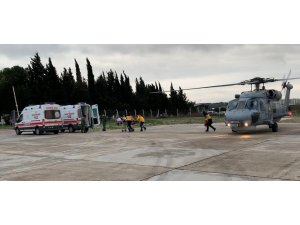 Gökçeada’da 2 hasta askeri helikopterle tahliye edildi
