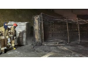 Kuzey Marmara Otoyolunda feci kaza: Kamyon şoförü yanan kamyonda hayatını kaybetti