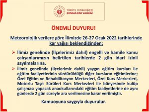 Zonguldak’ta hamile ve engelli kamu çalışanlarına idari izin