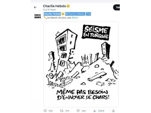 Charlie Hebdo, depremle alay etti