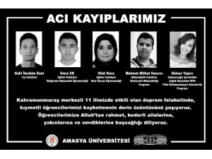 Amasya Üniversitesi depremde 5 öğrencisini kaybetti