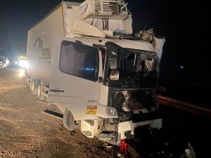 Direğe çarpan kamyonun sürücüsü ağır yaralandı