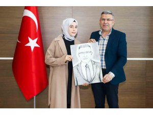 Nişan yüzüklerini takan Başkan Güler’e karakalem portre jesti