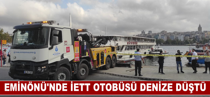 Eminönü'nde İETT otobüsü denize düştü