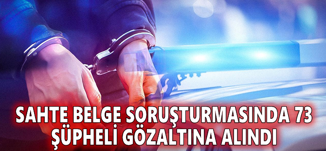 Sahte belge soruşturmasında 73 şüpheli gözaltına alındı