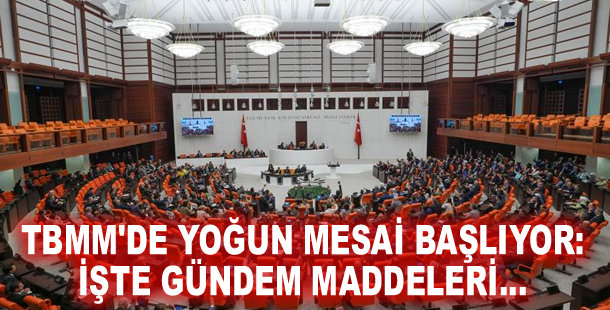 TBMM'de yoğun mesai başlıyor: İşte gündem maddeleri...