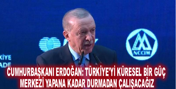 Cumhurbaşkanı Erdoğan: Türkiye'yi küresel bir güç merkezi yapana kadar durmadan çalışacağız