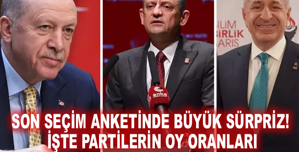 Son seçim anketinde büyük sürpriz! İşte partilerin oy oranları