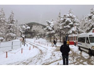 Bursa Kar Yağışı Etkili Oluyor, Vatandaşlar Duraklarda Uzun Kuyruklar Oluşturdu