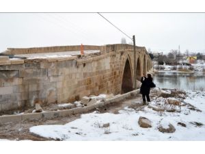 Tarihi Şahruh Köprüsü'ne zarar-onarım incelemesi