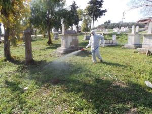 Adana’da mezarlıklar mobil ilaçlama aracı ile temizleniyor