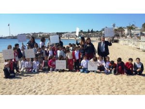 Didim Atatürk Okulu Öğrencileri Plaj Temizliği Yaptı