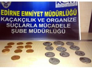 Edirne'de 21 adet sikke ele geçirildi