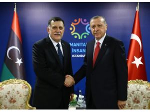 Cumhurbaşkanı Erdoğan, Libya Başkanlık Konseyi Başkanı El Sarraj ile görüştü
