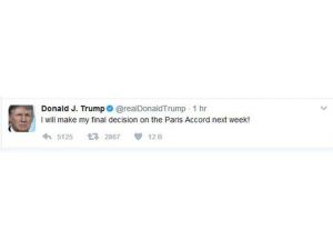 Trump: “Paris İklim Anlaşması ile ilgili kararımı gelecek hafta açıklayacağım”