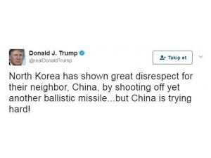 Trump, Kuzey Kore’yi uyardı