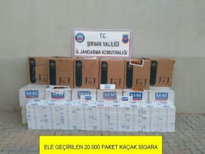Şırnak’ta 20 bin paket kaçak sigara ele geçirildi