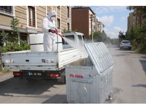 Bafra’da çöp konteynerleri dezenfekte ediliyor