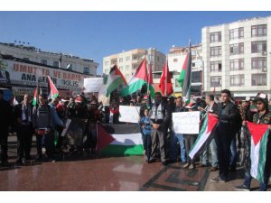 Kilis’te yaşayan Filistinliler İsrail ile ABD’yi protesto etti