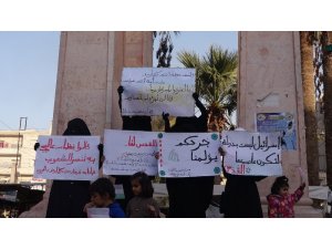 İdlibli kadınlardan Trump’ın Kudüs kararına protesto