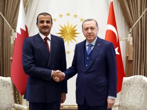 Cumhurbaşkanı Erdoğan, Katar Emiri Şeyh Temim bin Hamad Al Sani ile bir araya geldi