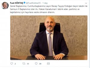 AK Parti Samsun İl Başkanlığı’na Karaduman atandı