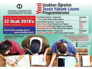 Anadolu Üniversitesi Uzaktan Öğretim Tezsiz Yüksek Lisans Programlarına 5 yeni program eklendi