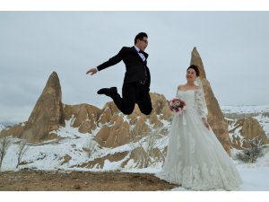 Çinli çiftler gelin damat fotoğrafı için Kapadokya’ya geliyor