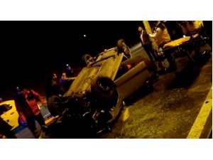 Beykoz’da otomobil takla attı: 2 yaralı