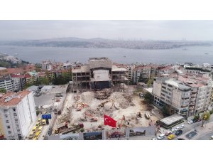 Yıkımı devam eden Atatürk Kültür Merkezi’nin son durumu havadan görüntülendi