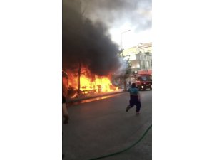 Arnavutköy’de kulübe ve araç alev alev yandı