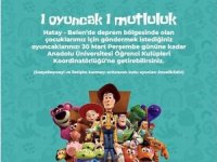 Anadolu Üniversitesi Öğrenci Kulüpleri Koordinatörlüğünden “1 Oyuncak 1 Mutluluk” yardım kampanyası