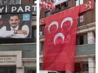 MHP'den İYİ Parti'nin Sinan Ateş posterine bayraklı engelleme