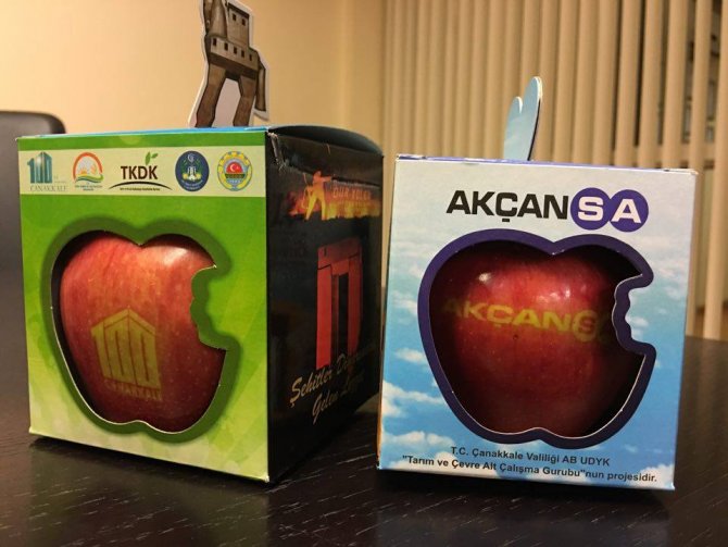 Çanakkale Savaşları'nın 100. yıldönümü için logolu elma