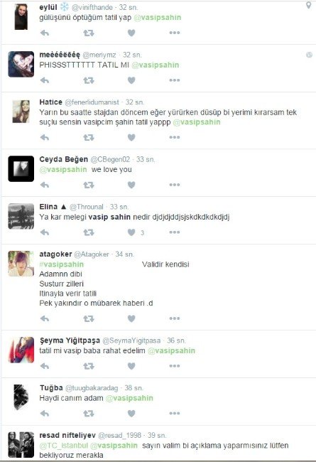 Öğrencilerden Twitter’dan Vali Şahin’e Kar Tatili Baskısı