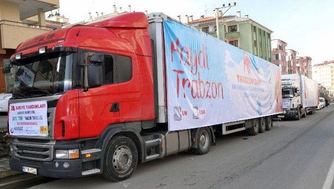 Trabzon’da Bayırbucak Türkmenlerine 5 Tır İnsani Yardım Malzemesi Gönderildi